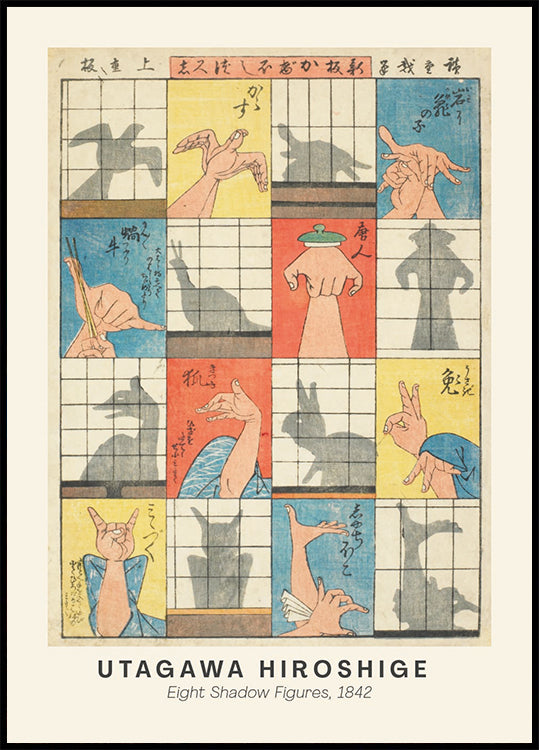 Eight Shadow Figures Hiroshige Vintage Woodblock Poster - Posterbox.dk