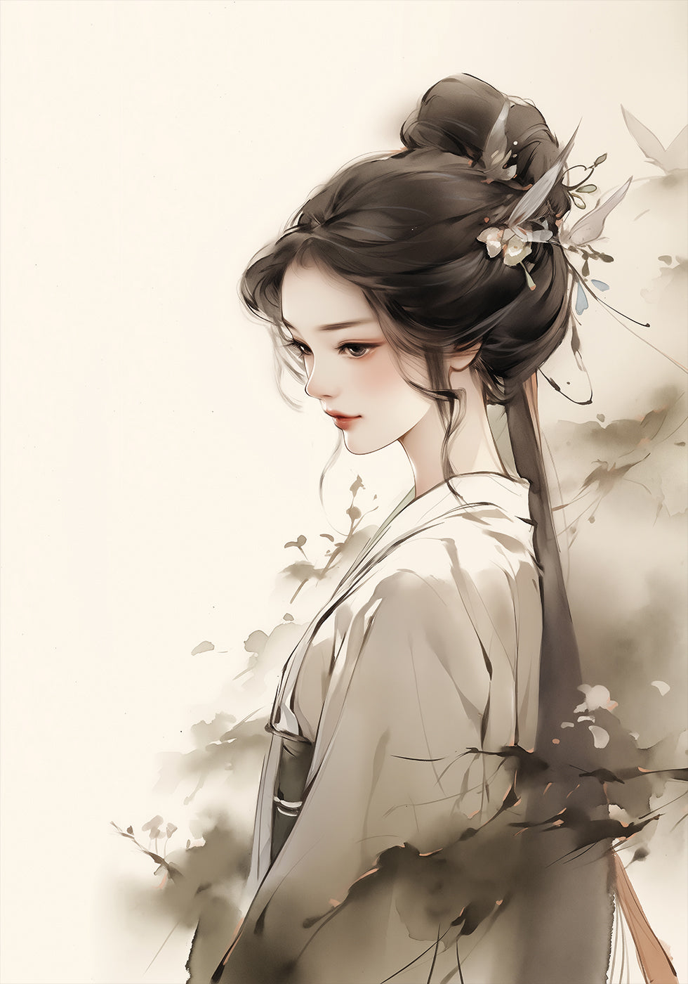 Elegant Ink Woman Poster - Posterbox.dk