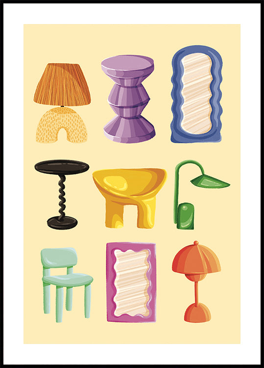 Fashionable Furniture Set Poster - Posterbox.dk