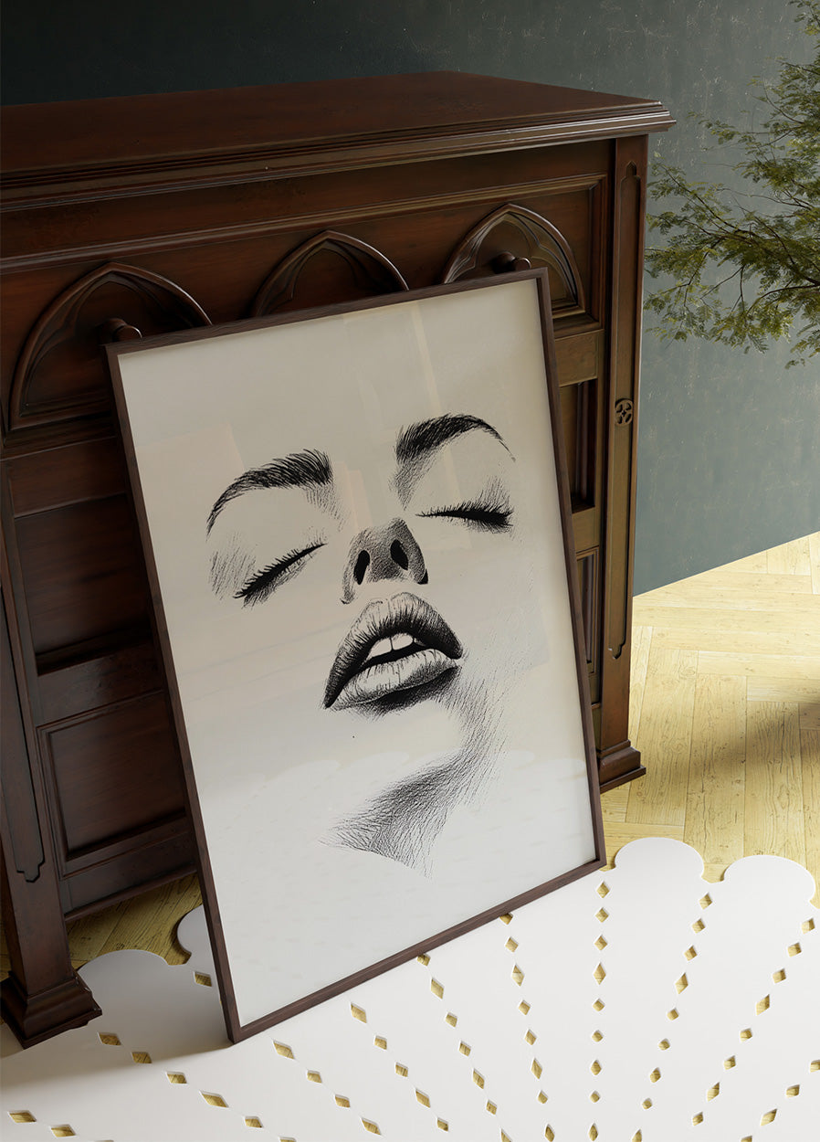 Female Face Fashion Drawing Poster - Posterbox.dk