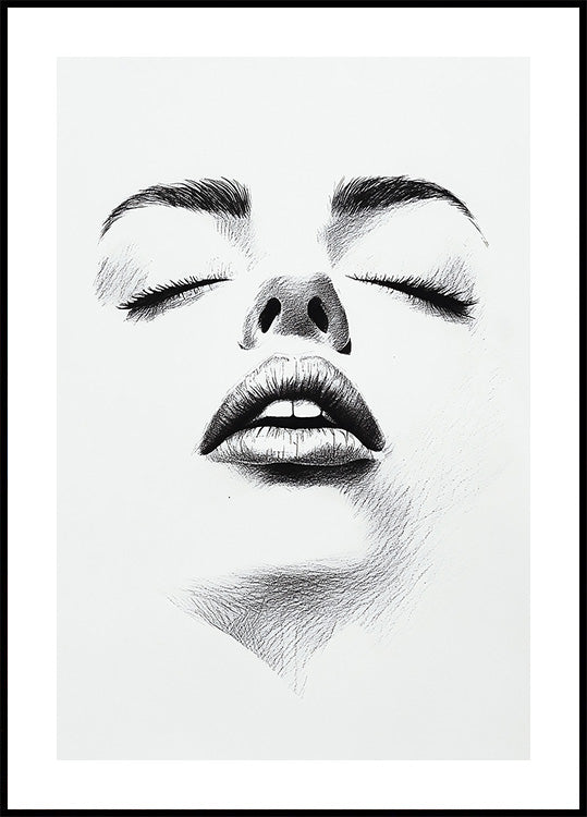 Female Face Fashion Drawing Poster - Posterbox.dk