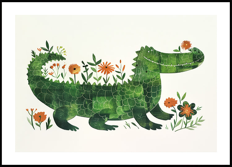 Floral crocodile Poster - Posterbox.dk