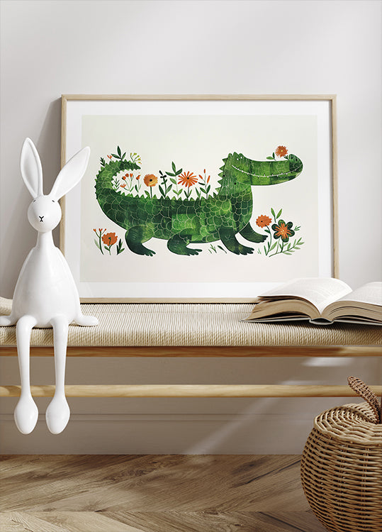 Floral crocodile Poster - Posterbox.dk