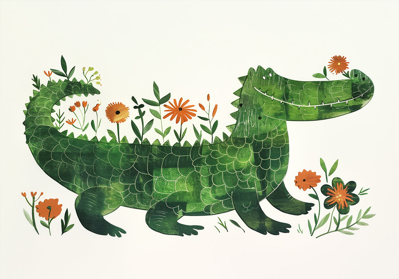 Floral crocodile Poster - Posterbox.dk