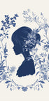 Floral Silhouette, Girl in Bloom, Indigo Botanical Poster - Posterbox.dk