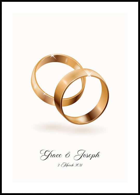 Forever Entwined in Gold, Wedding Ring Personalized Poster - Posterbox.dk