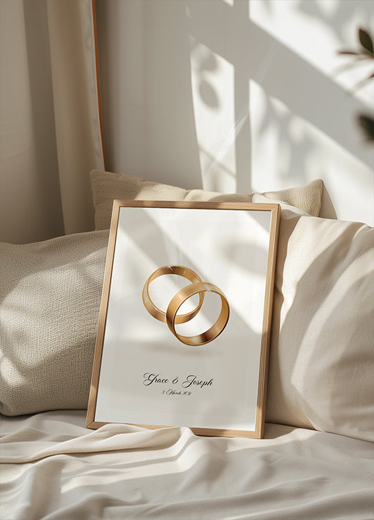 Forever Entwined in Gold, Wedding Ring Personalized Poster - Posterbox.dk