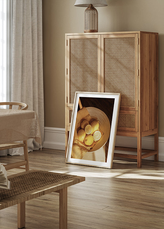 Fragrant Lemons in Rustic Bowl Poster - Posterbox.dk