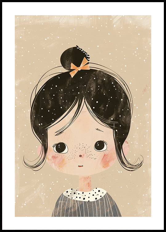 Freckled Girl With Bow Poster - Posterbox.dk