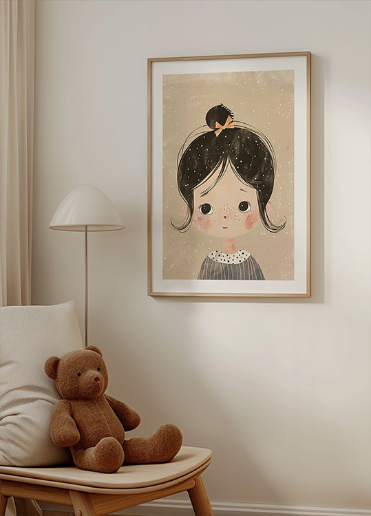 Freckled Girl With Bow Poster - Posterbox.dk