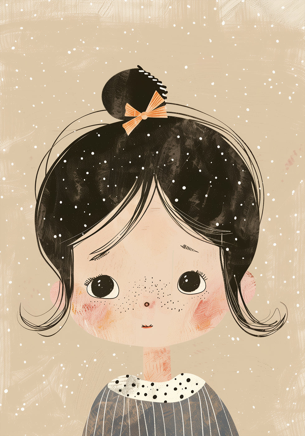 Freckled Girl With Bow Poster - Posterbox.dk