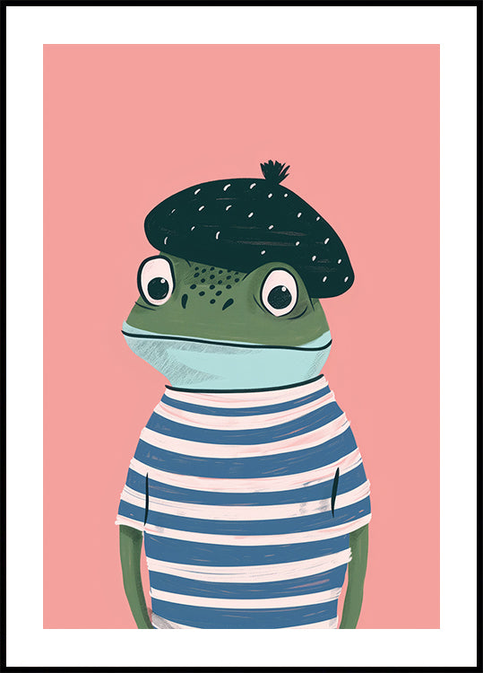 French Frog Illustration Poster - Posterbox.dk