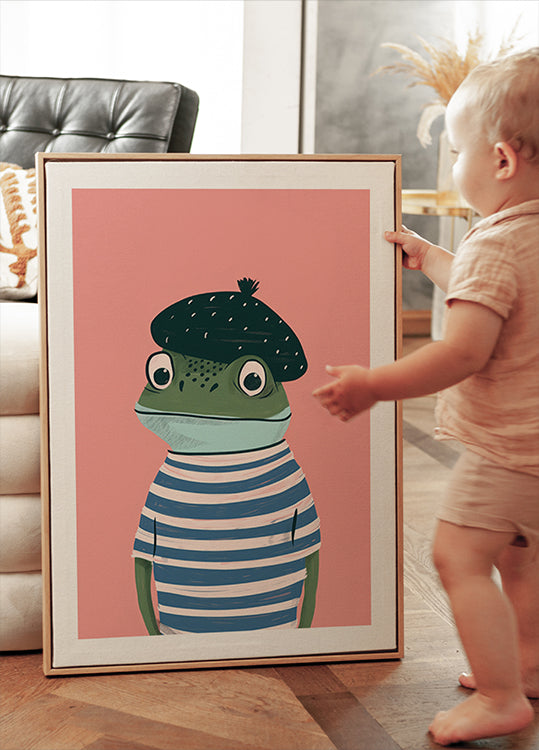 French Frog Illustration Poster - Posterbox.dk