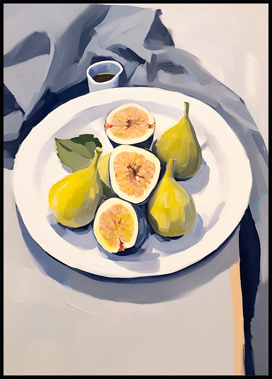 Fresh Figs on Plate, Minimalist Still Life Poster - Posterbox.dk