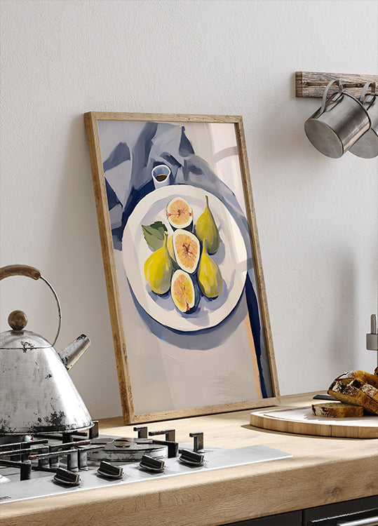 Fresh Figs on Plate, Minimalist Still Life Poster - Posterbox.dk