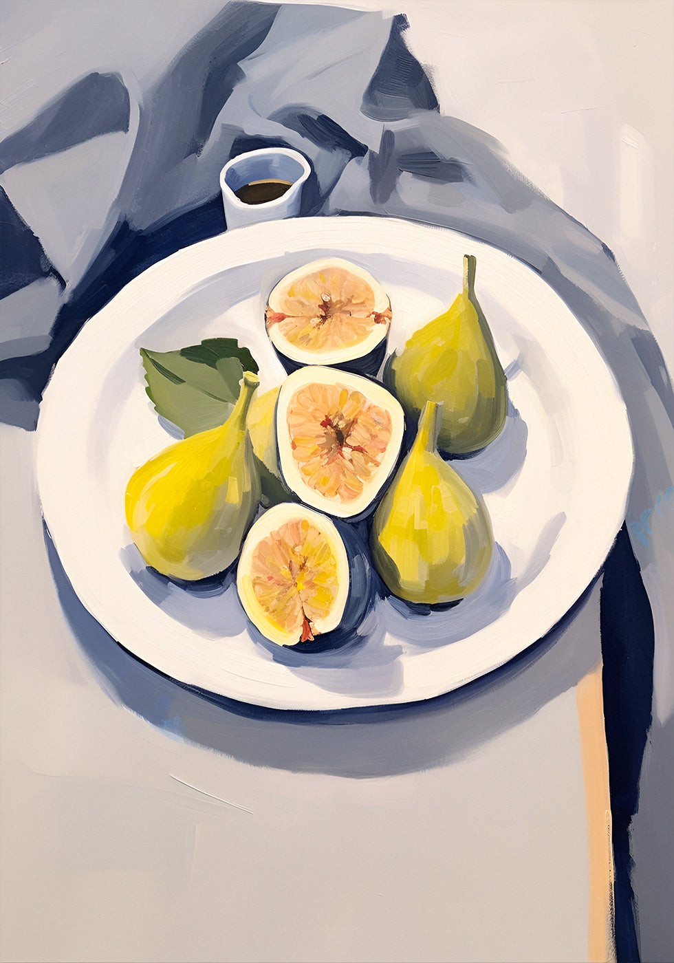 Fresh Figs on Plate, Minimalist Still Life Poster - Posterbox.dk