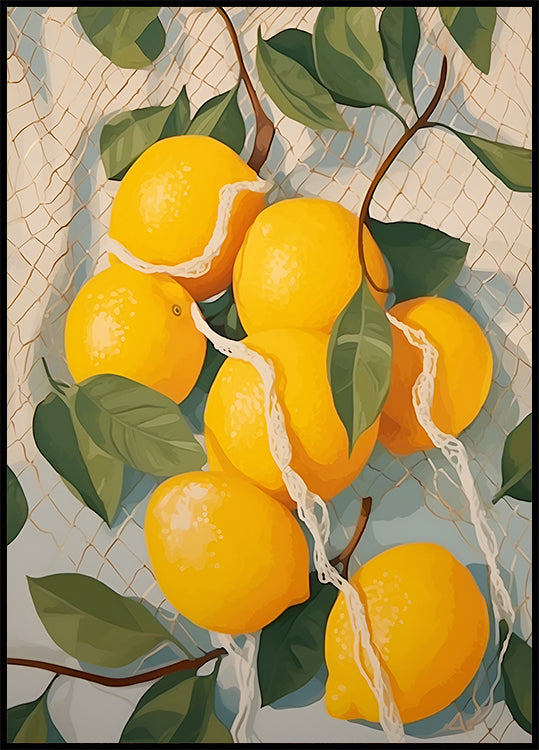 Fresh Lemons in Netting, Citrus Fruit Poster - Posterbox.dk