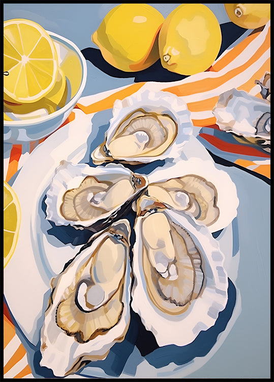 Fresh Oysters & Lemons, Seaside Lunch Poster - Posterbox.dk