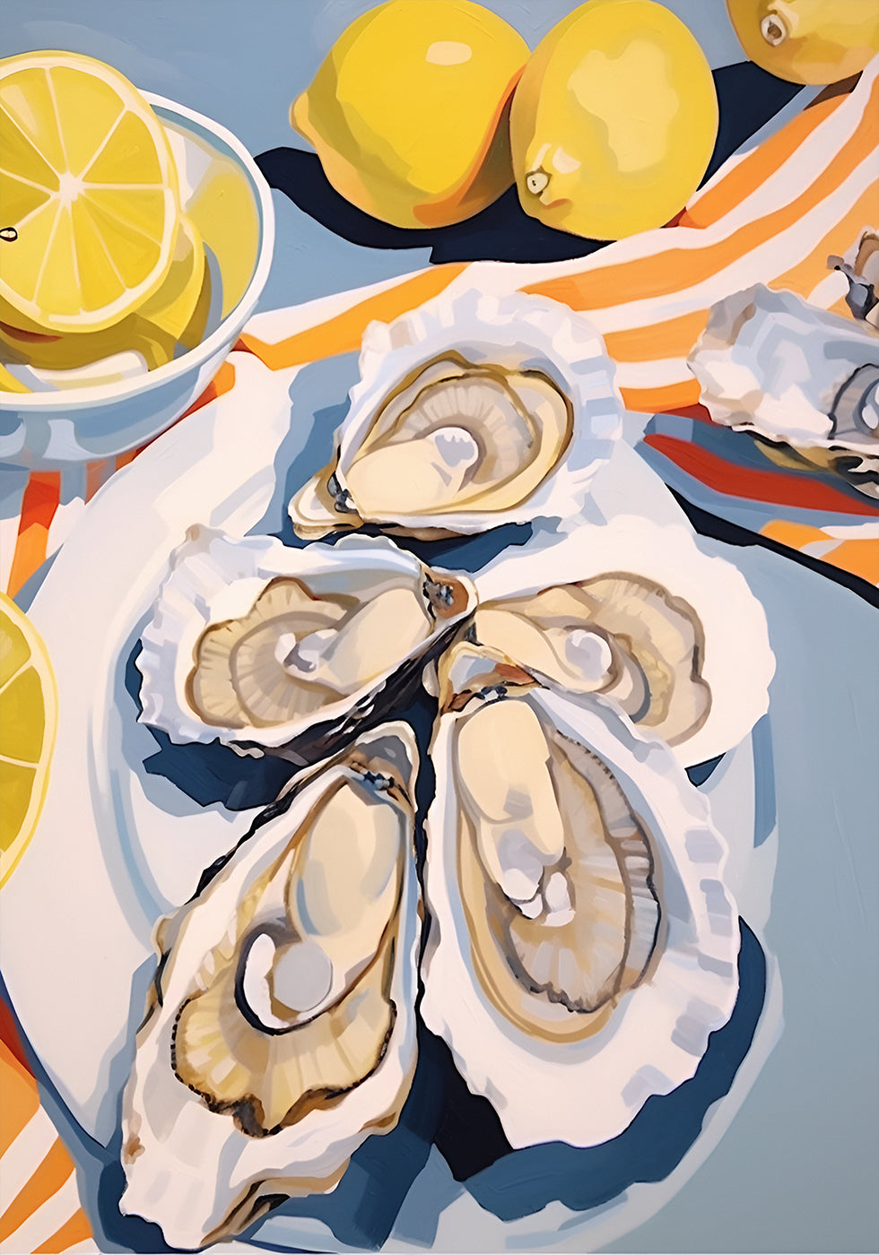 Fresh Oysters & Lemons, Seaside Lunch Poster - Posterbox.dk