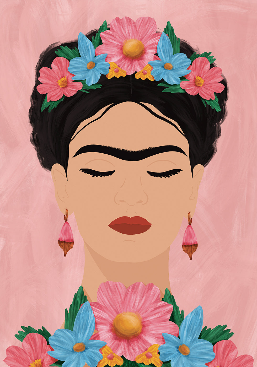 Frida Kahlo floral portrait Poster - Posterbox.dk
