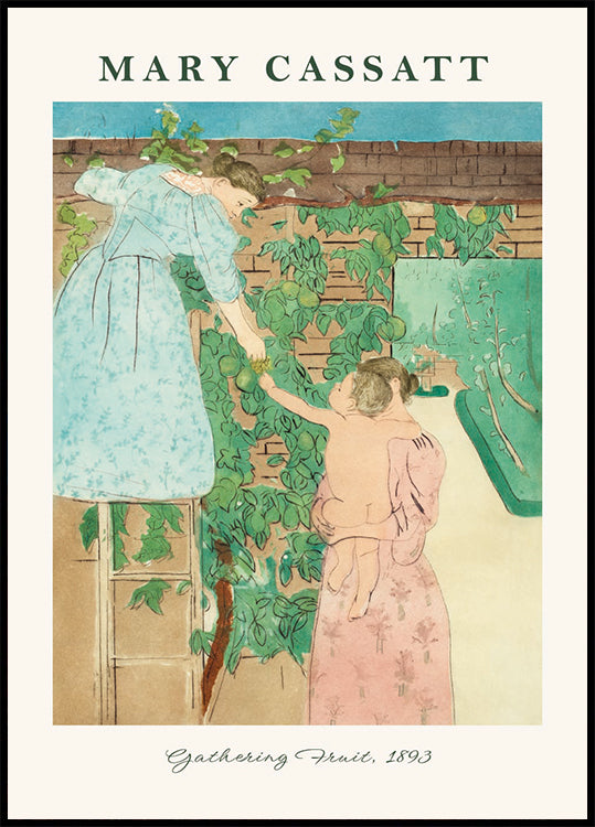 Gathering Fruit, Mother And Child Garden, Mary Cassatt Poster - Posterbox.dk
