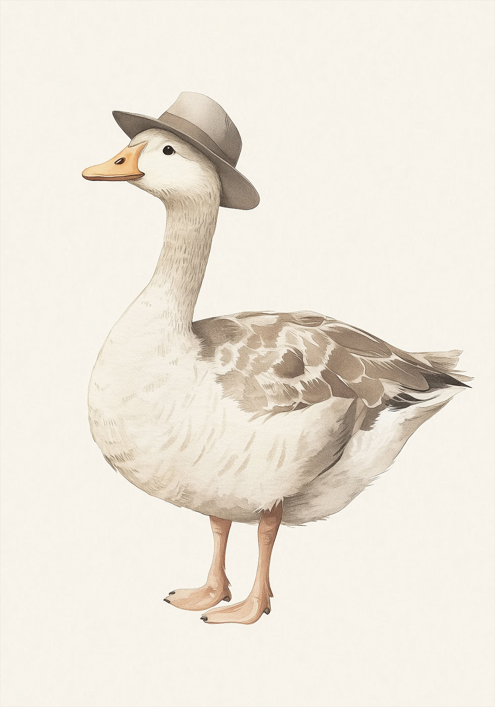Gentleman Goose, Fedora Hat, Whimsical Bird Poster - Posterbox.dk