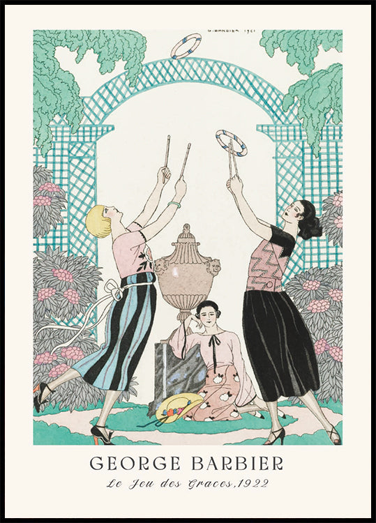 George Barbier Fashion Illustration 1920s Garden Party Poster - Posterbox.dk