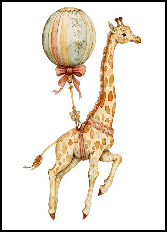 Giraffe and Balloon Poster - Posterbox.dk