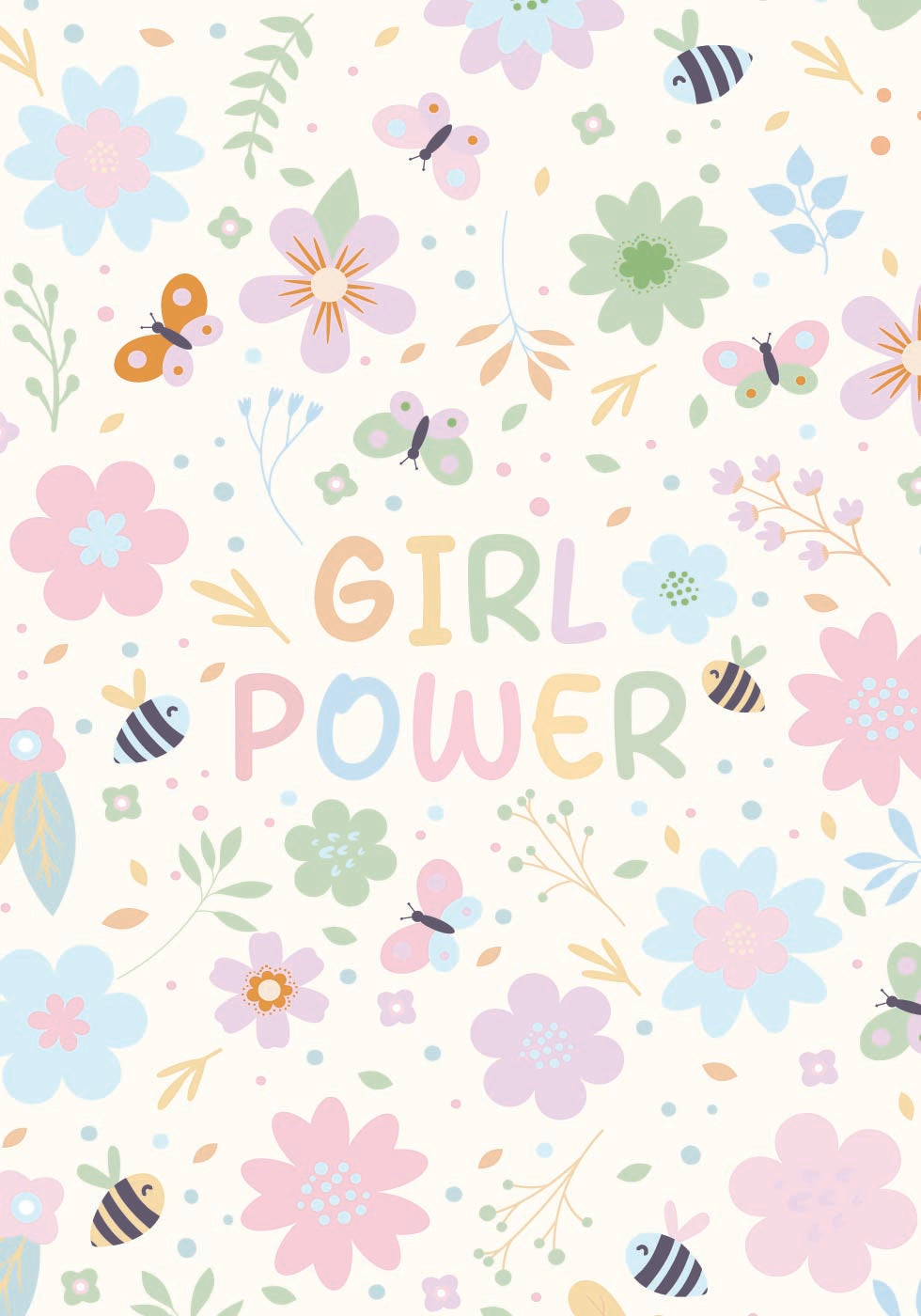 Girl Power Floral Pastel Poster - Posterbox.dk