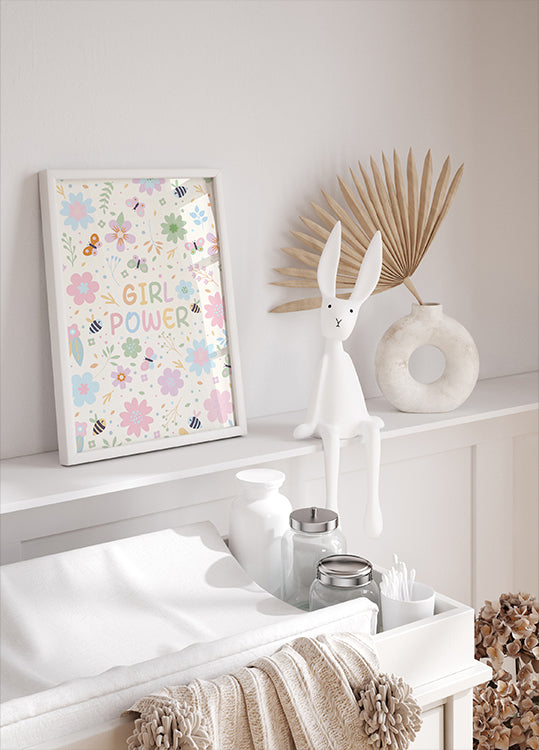 Girl Power Floral Pastel Poster - Posterbox.dk