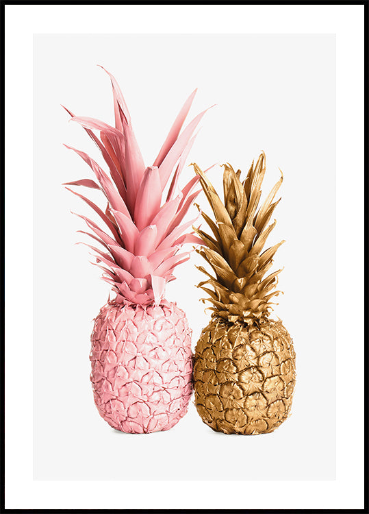 Gold and Pink Pineapple Duo Poster - Posterbox.dk