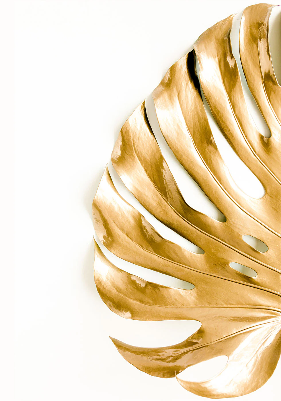 Gold Monstera Leaf Poster - Posterbox.dk