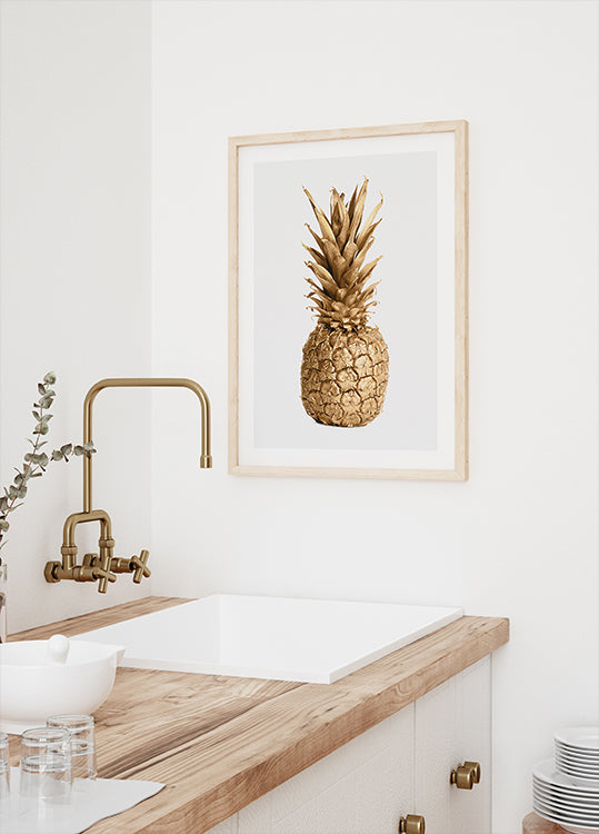 Gold Pineapple Poster - Posterbox.dk