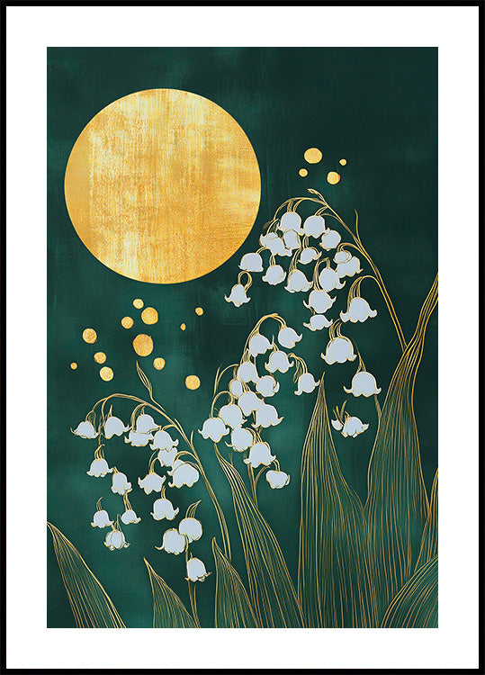 Golden Sun and Lilies Poster - Posterbox.dk