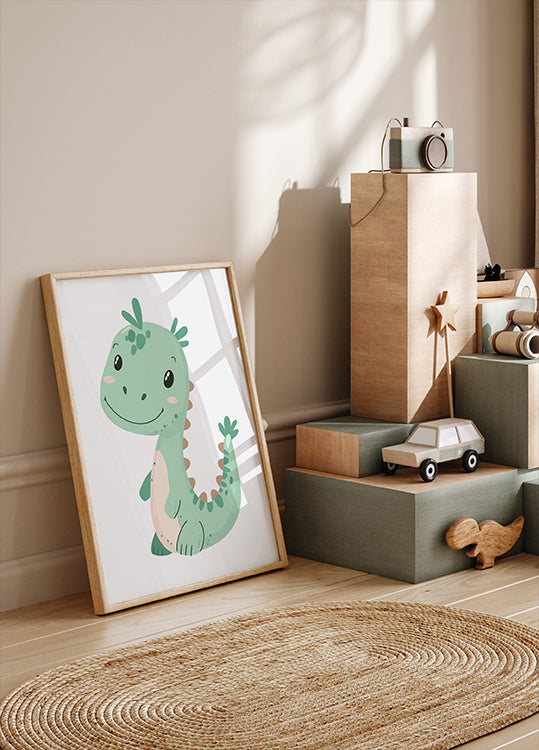 Green Dinosaur Poster - Posterbox.dk