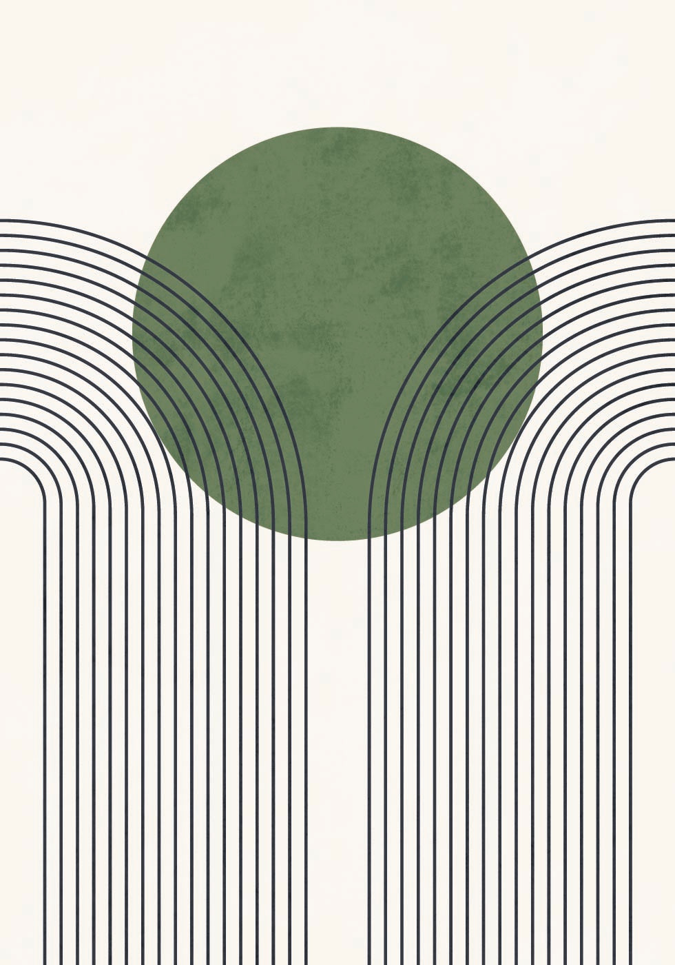 Green Orbit, Minimalist Line and Circle Abstract Poster - Posterbox.dk