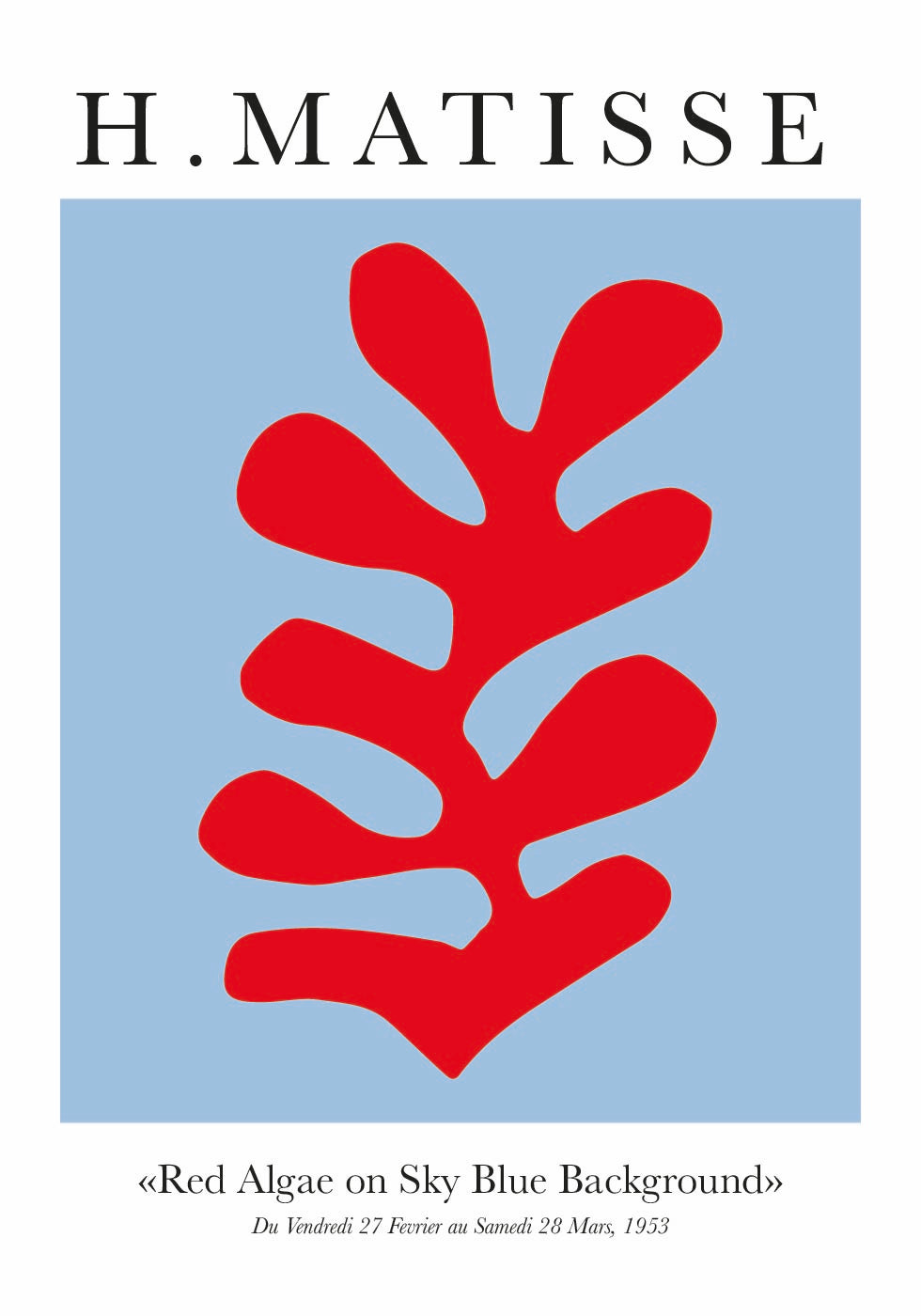 H.Matisse Red Algae on Sky Blue Background Poster - Posterbox.dk