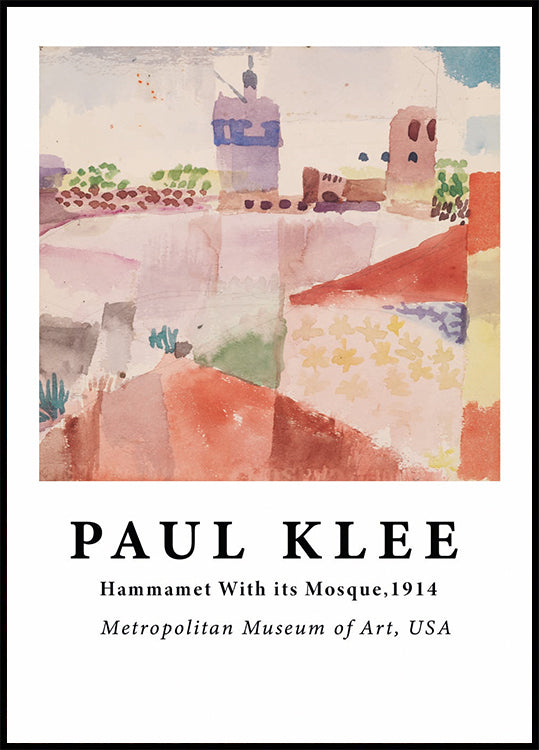 Hammamet with its Mosque, colorful abstract Tunisia Poster - Posterbox.dk