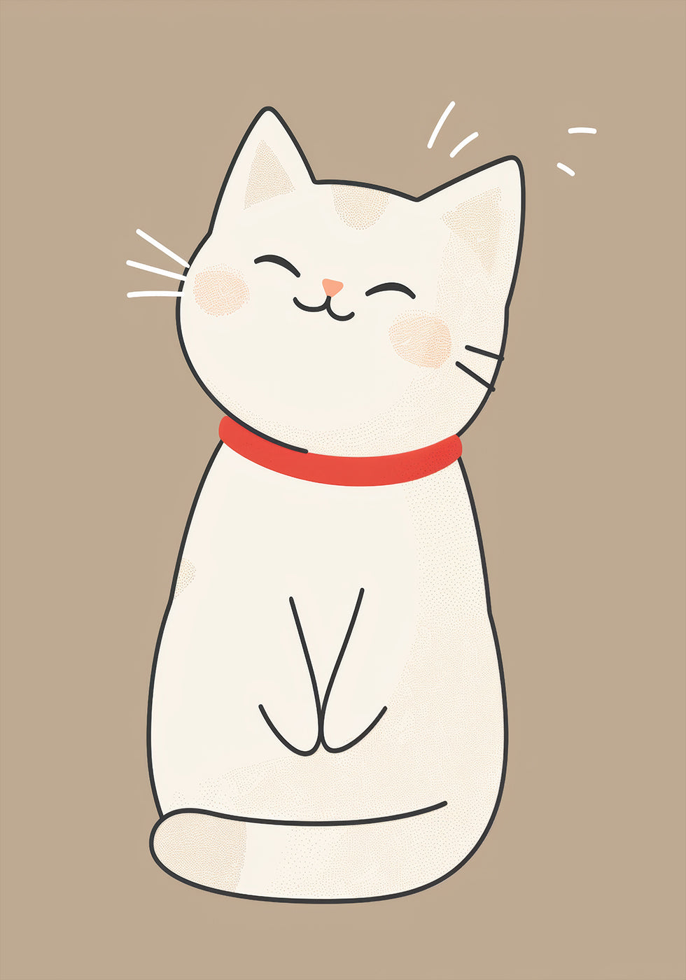 Happy White Cat Poster - Posterbox.dk