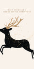 a christmas card with a silhouette of a deer