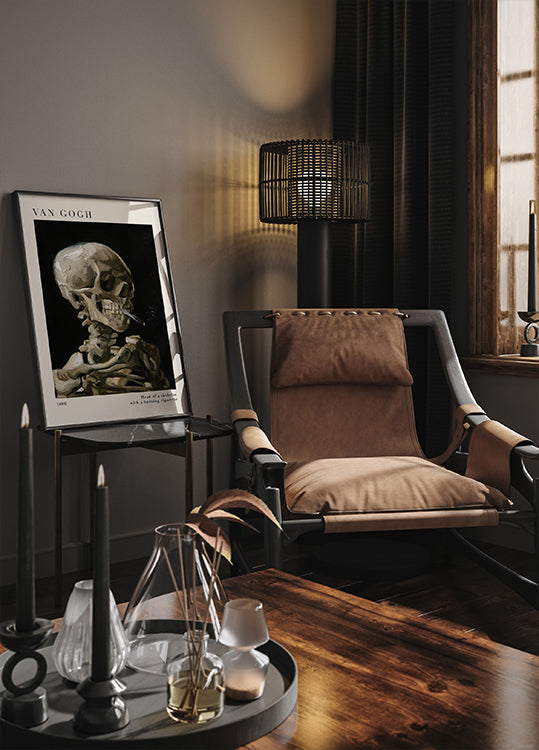 Head of a Skeleton with a Burning Cigarette Poster - Posterbox.dk