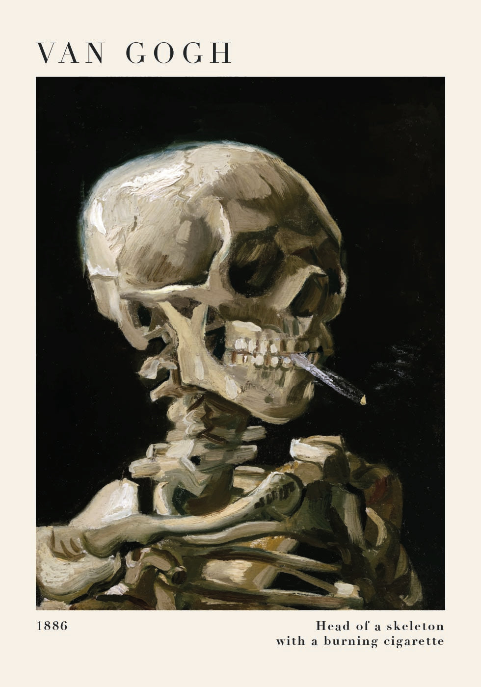 Head of a Skeleton with a Burning Cigarette Poster - Posterbox.dk