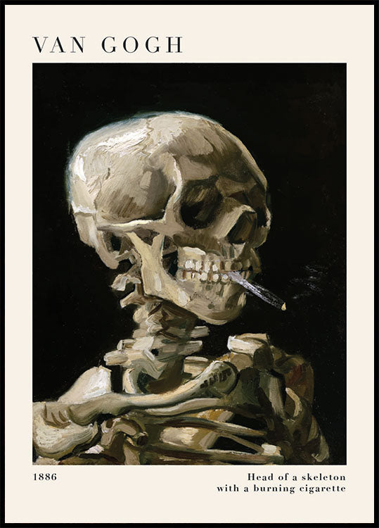 Head of a Skeleton with a Burning Cigarette Poster - Posterbox.dk