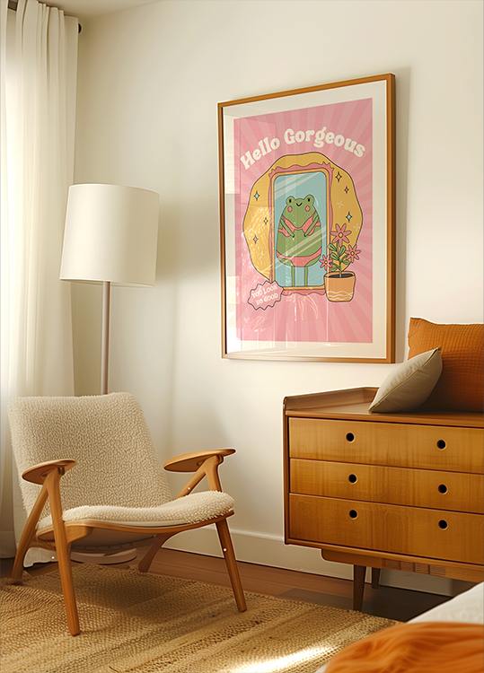 Hello Gorgeous Frog Poster - Posterbox.dk