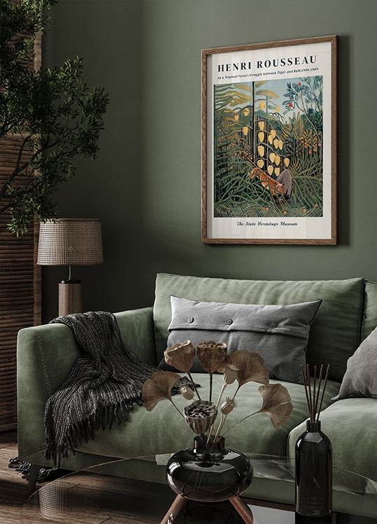 Henri Rousseau - In a Tropical Forest.Struggle between Tiger and Bull Poster - Posterbox.dk