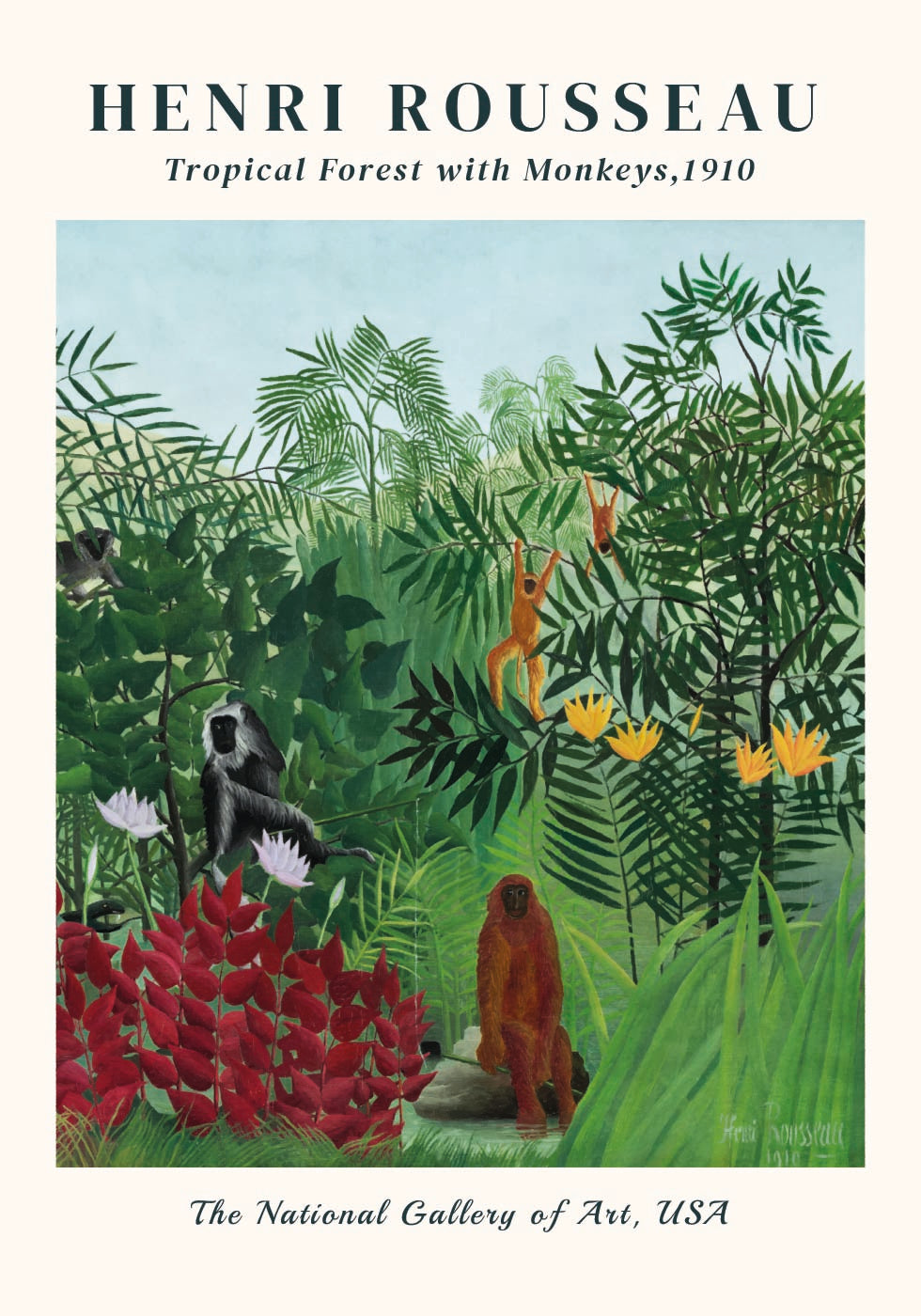 Henri Rousseau - Tropical Forest with Monkeys Poster - Posterbox.dk