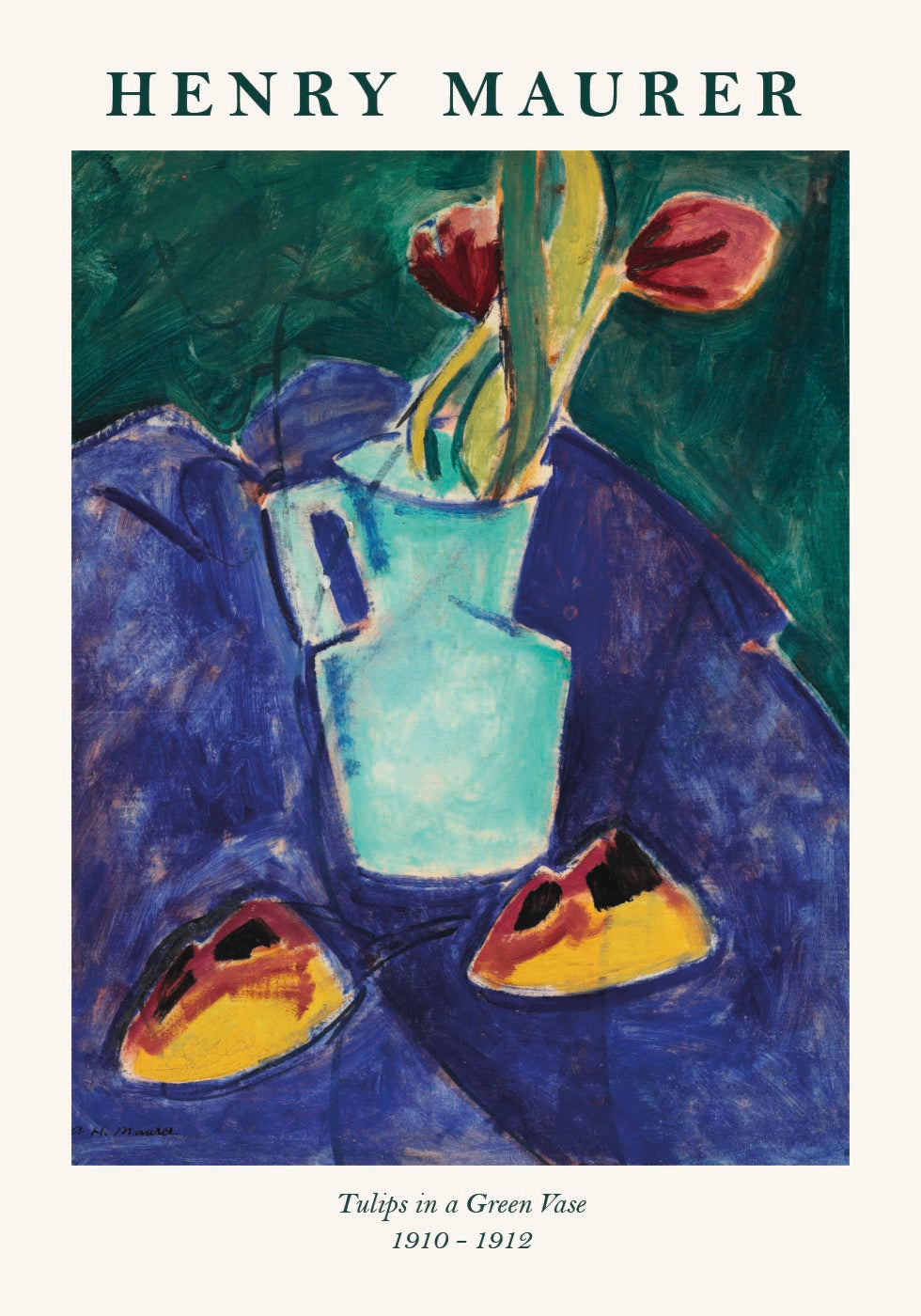 Henry Maurer, Tulips in a Green Vase Poster - Posterbox.dk