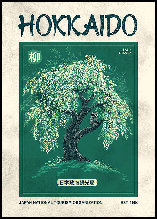 Hokkaido Harmony, Willow Tree and Owl Poster - Posterbox.dk
