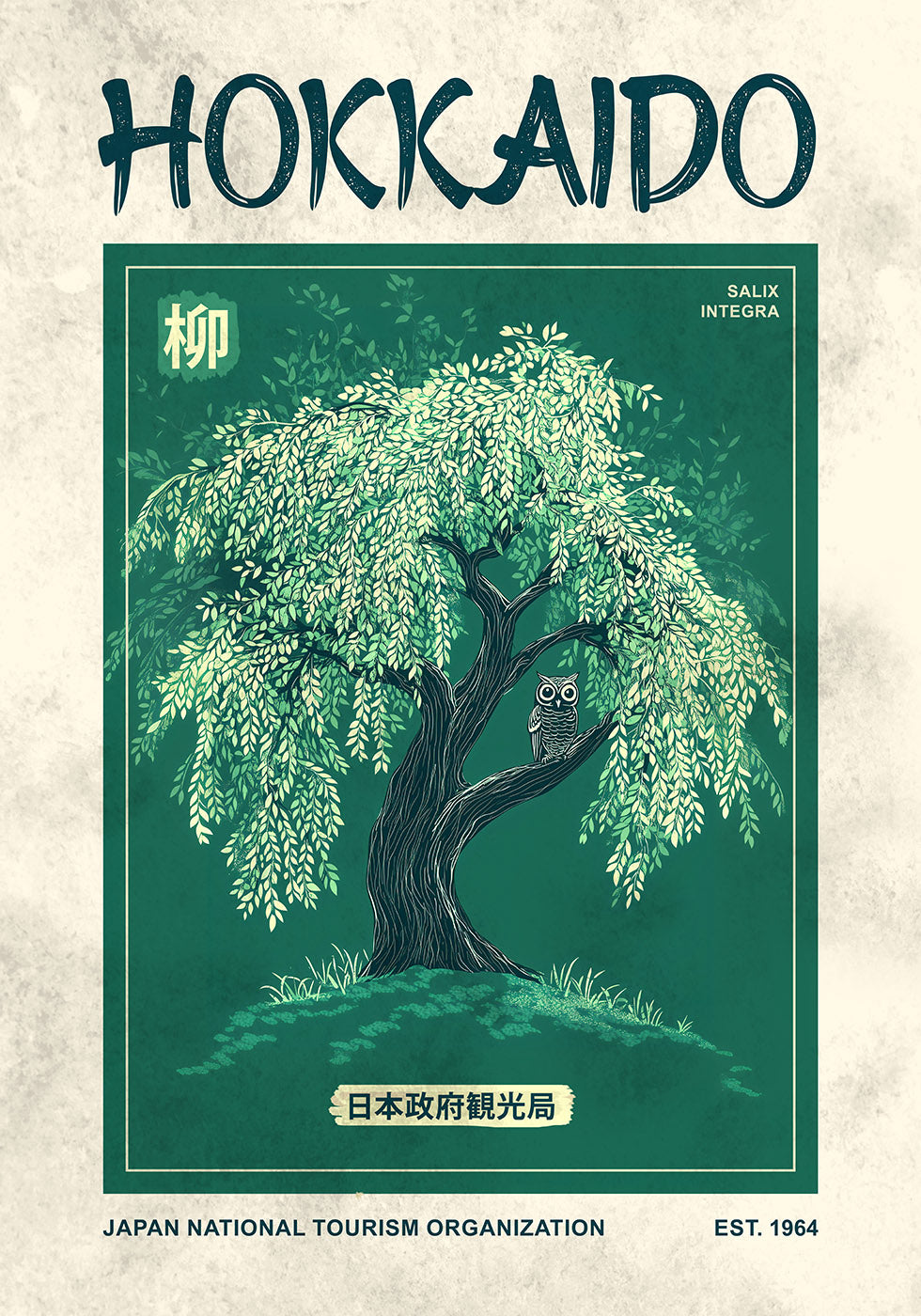 Hokkaido Harmony, Willow Tree and Owl Poster - Posterbox.dk