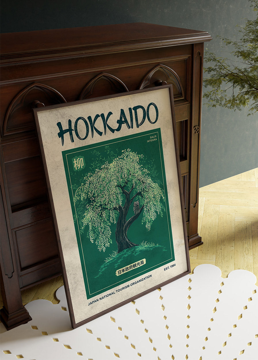 Hokkaido Harmony, Willow Tree and Owl Poster - Posterbox.dk